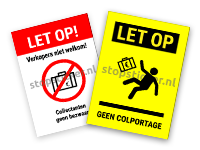 gratis colportage sticker promotie