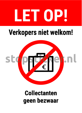 Let Op Geen Colportage Sticker Wit | StopSticker.nl