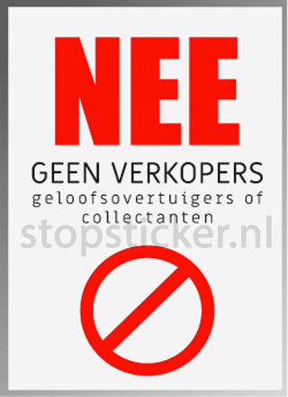 Geen verkopers of collectanten sticker