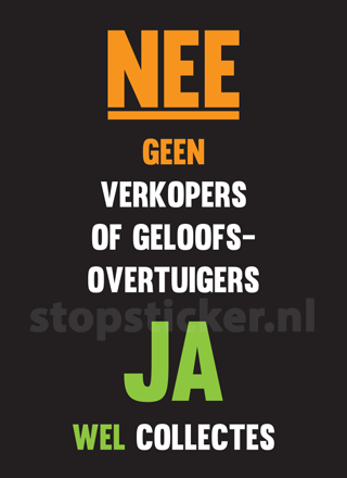 Geen Colportage Sticker Zwart