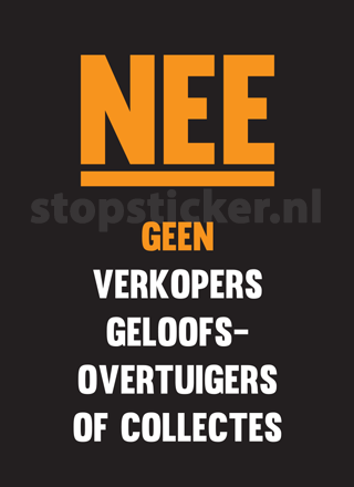 Geen Colportage Of Collectanten Sticker Zwart