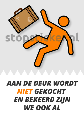 Aan de deur wordt niet gekocht sticker gratis