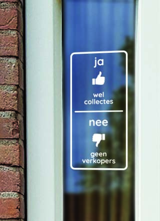 eigenaar barst verbrand Ja Collectes Nee Verkopers Raamsticker | StopSticker.nl