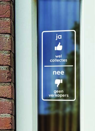 Ja collectes Nee verkopers raamsticker