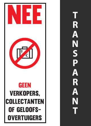 Geen Colportage Sticker Transparant